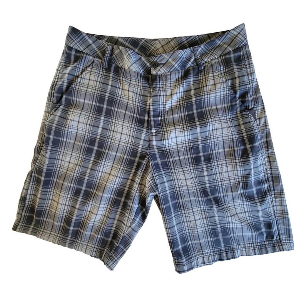 Fila Sport Golf Shorts Mens‎ 34 Grey White Plaid Performance Stretch Activewear